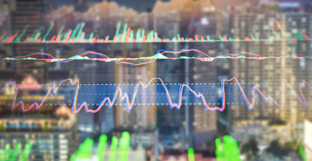 금융 시장의 복잡한 데이터 노이즈와 실시간 차트 분석 리포트 이미지